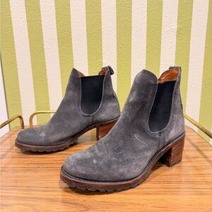 Frye Charcoal Suede Ankle Booties